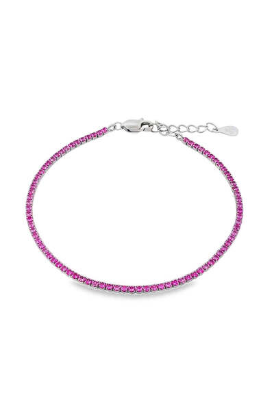 Bijuteria SORELLY Silver Tennis Bracelet with Pink Stones 1 mm