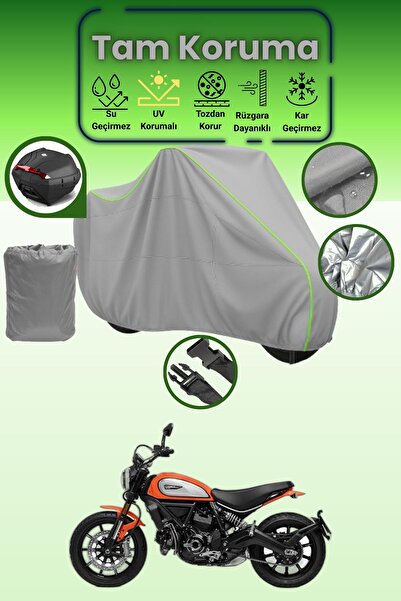 Dokaca Neo حقيبة خلفية رمادية نيون قماش مجدّل متوافقة مع دوكاتي سكرامبلر أيقو...