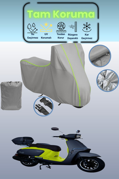 Dokaca Neo غطاء دراجة نارية رمادي نيون قماش مجدّل موتولوكس ماكياتو 125 متوافق...