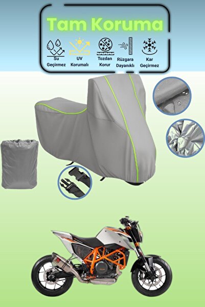Dokaca Neo غطاء دراجة نارية رمادي نيون قماش مجدّل KTM 690 Duke R متوافق، غطاء...