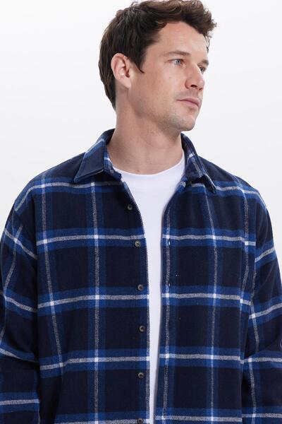 Tudors Cămașă pentru bărbați, confortabilă, cu carouri, iarnă croială