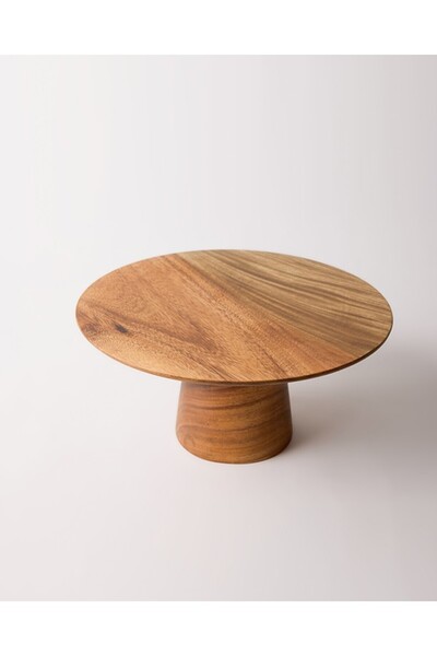 TUSE LIVING Selected Gerçek Akasya Ağacı Ayaklı Pasta Standı - Sunumluk 25 cm