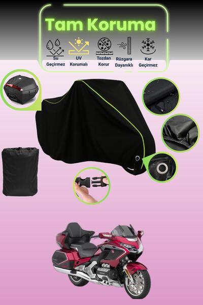 Dokaca Neo حقيبة خلفية وقفل أسود نيون قماش مجدّل متوافقة مع هوندا جولد وينج G...