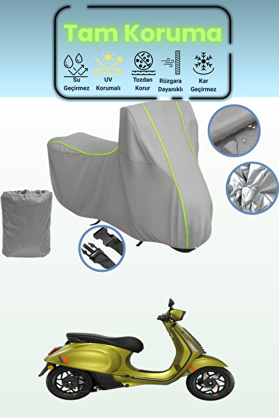 Dokaca Neo غطاء دراجة نارية رمادي نيون قماش مجدّل Vespa Sprint S Elettrica 45...