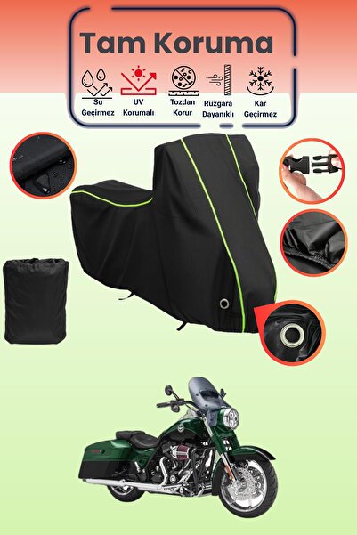 Dokaca Neo غطاء دراجة نارية أسود نيون قماش مجدّل متوافق مع هارلي ديفيدسون CVO...
