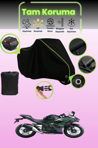 Dokaca Neo حقيبة خلفية وقفل أسود نيون قماش مجدّل متوافقة مع دراجة نارية كاواس...