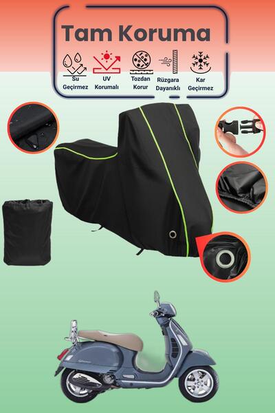 Dokaca Neo غطاء دراجة نارية أسود نيون قماش مجدّل متوافق مع Vespa GTS 150 ABS،...