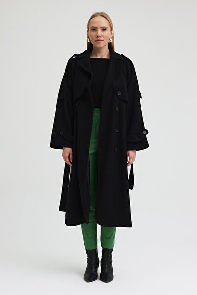 Lijuri Double-Breasted Collar Belted Cashmere Coat 7096 R8-F-K2