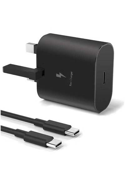 Spon 25W PD Power Adapter Wall Charger with 1.8m USB-C to USB-C Cable (5A) – Black