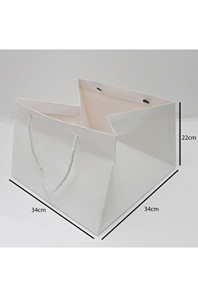 Generic 12 pieces of white paper bags, dimensions 34×34×22 cm