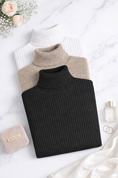 pepule Turtleneck Sweater 3-Piece Ready Pack Seasonal Savior Piece Cotton Tur...