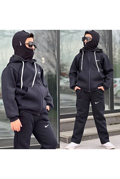 gül garden Boy's Tracksuit Set with Mask, Three Thread Raised Embroidery