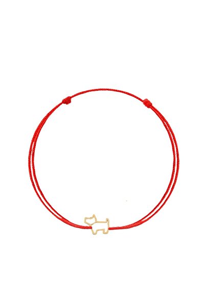 Bijuteria SORELLY Brățară cu lesă pentru câini din aur de 14k, roșie