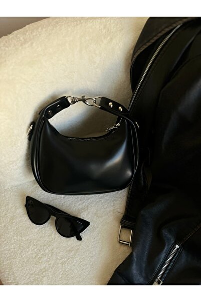 NARQUA Siyah Tokalı Mini Baget Çanta