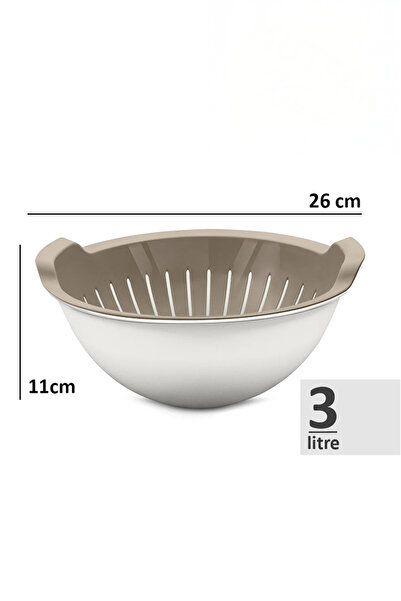 Genel Markalar Kaseli Süzgeç Seti 3 Lt - Çok Amaçlı Hazneli Süzgeç