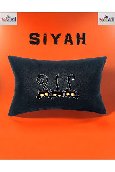 İZ WORTH WEARİNG YARAMAZ ÜÇLÜ KEDİLER RESİMLİ Araç Boyun Yastığı SİYAH DÖŞEME...