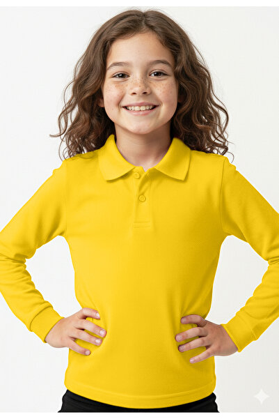 CC STORE Children's Polo Neck Long Sleeve School T-Shirt Polo Fabric School W...