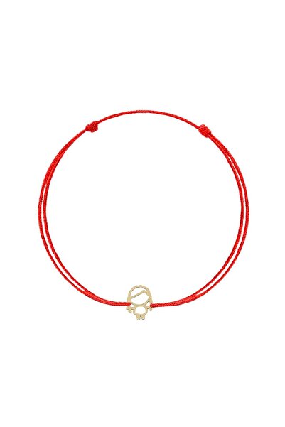 Bijuteria SORELLY Brățară din aur de 14k cu șnur pentru fete, roșie