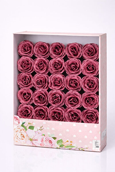 OEM Set of 30 artificial roses with powder pink glitter in decorative box