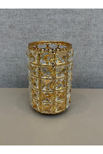 BAŞYAPI DİZAYN Gold Kristal Taşlı Mumluk