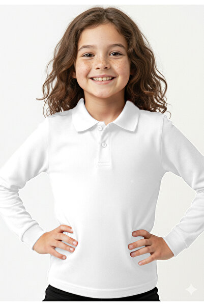 CC STORE Children's Polo Neck Long Sleeve School T-Shirt Polo Fabric School W...