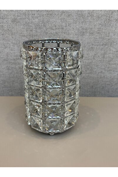 BAŞYAPI DİZAYN Gümüş Kristal Taşlı Mumluk