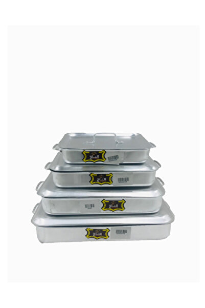 Al tag 4-piece rectangular aluminum tray set with lid