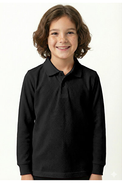 CC STORE Children's Polo Neck Long Sleeve School T-Shirt Polo Fabric School W...