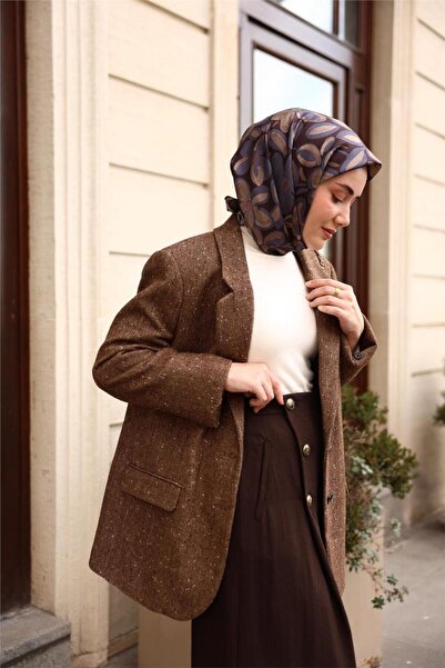 Silk Home وشاح حريري من التويل بنمط الأقحوان الأزرق كارولينا مقاس 90×90