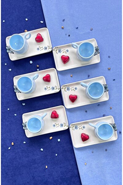 Asu AÇIK MAVİ SUNUMLU TOMBUL 6 KİŞİLİK 12 PARÇA FİNCAN SETİ