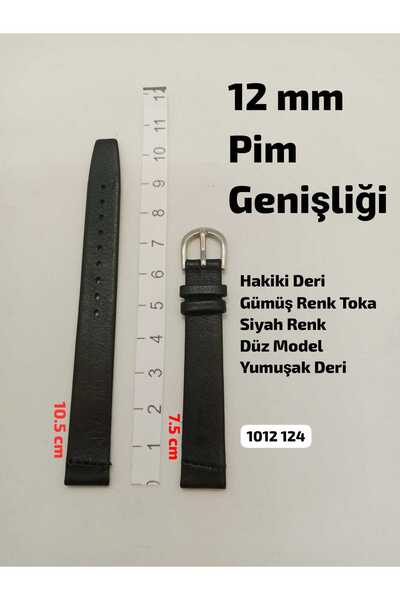 Brality Black Color- Genuine Leather- 12 mm Compatible Wristwatch Band - Soft...