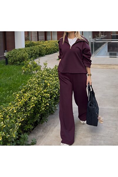 Rouge طقم رياضي قصة فضفاضة مزود بسحاب