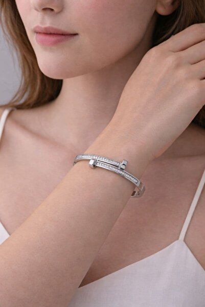 BY YASİN TOPÇU ✨🔩 Taşlı Çivi Tasarım Kelepçe Bileklik