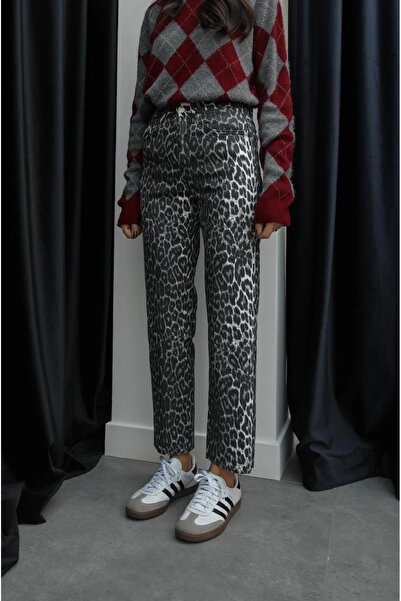 SHUR BOUTİQUE Leopar Boyfit Jean - Yüksek Bel