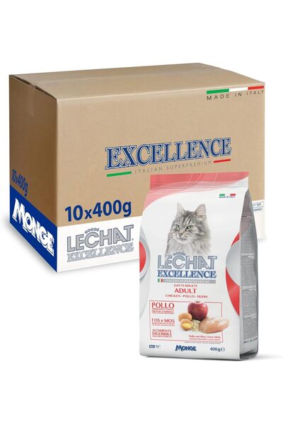 Monge Lechat Excellence by | Adult Cat Dry Food with Chicken, Rice, Egg and Apple | Super Premium Co