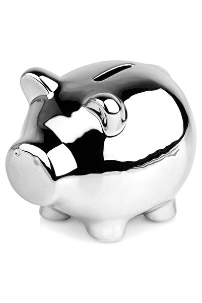 Other Skarbonka ceramiczna srebrna lustrzana 11,5 x 9 cm