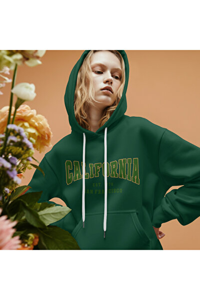 Dad&Children سويت شيرت كاليفورنيا مطبوع للجنسين ذو مقاس قياسي بغطاء رأس مبطن ...