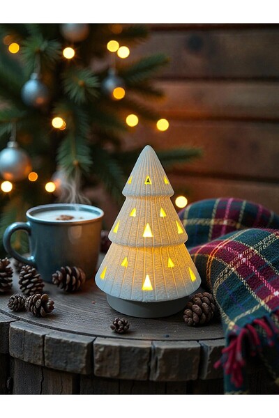Nuclear 3D Baskı Çam Ağacı LED Dekoratif Masa Lambası | Sıcak Işık Yılbaşı Fe...