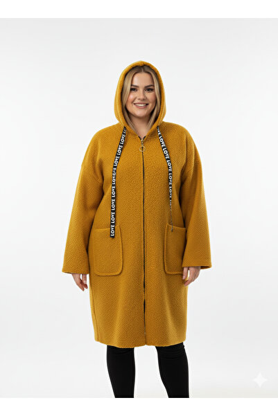 CELTMODA Women's Hooded Zippered Pocket Lightweight Boucle Cardigan Coat - Oil Green