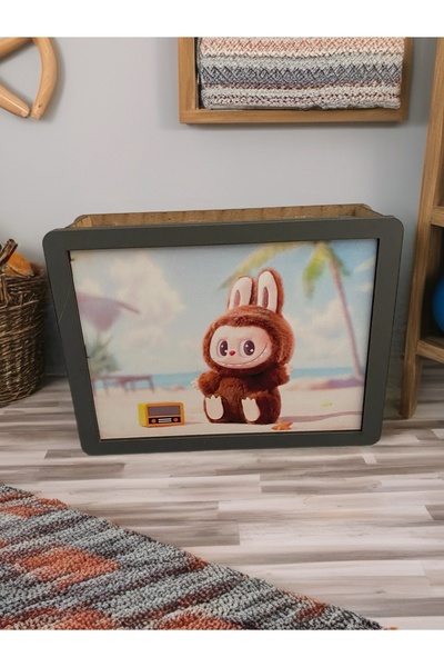 TASARIM RÜZGARI Labubu Kırmızı Ahşap kumbara