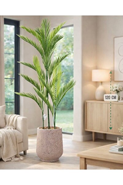 CENTRHOME Artificial areca tree with three branches, 120 cm long, in a trimme...