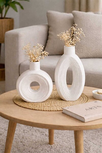 Turnberry Aşk İkizim, 2'li Vazo Seti, Siyah Beyaz, Altuni Beyaz,Vazo, Çiçekli...