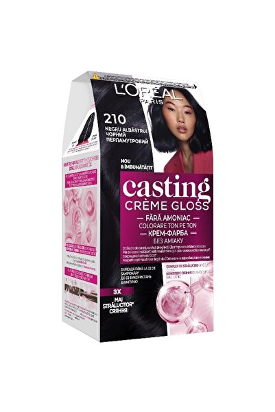 L'Oreal Paris Set of 2 x Semi-Permanent Hair Dye Without Ammonia Casting Creme Gloss 210 Blue Black, 180 ml