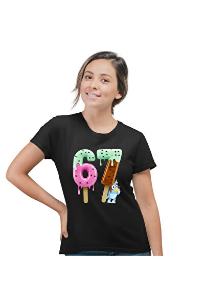 OEM Women's T-Shirt Six Seven Ice Cream Bluey Creme 67