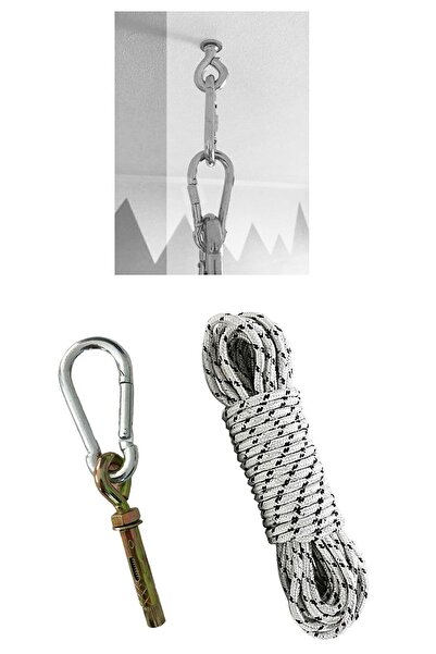 Yağmurlu Store Bebek Çocuk Salıncak Hamak Asma Aparatı İp Karabina Kanca 3 Lü...