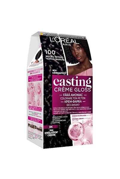 L'Oreal Paris Set of 2 x Semi-Permanent Hair Dye Without Ammonia Casting Creme Gloss 100 Intense Black, 180 ml