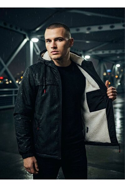 FLUEND MODA Men's Water and Wind Resistant Fur Jacket Coat