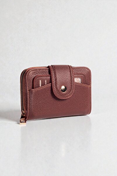 dericom Brown Women's Wallet – Stylish Model with Zipper, Snap Closure, and M...