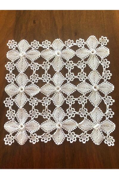MOR TIRTIL غطاء طاولة قهوة ثلاثي من الدانتيل مصنوع يدويًا، هدية تذكارية عتيقة