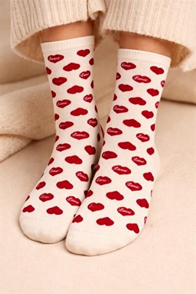 Katia&Bony Women's Heart Patterned Socks White